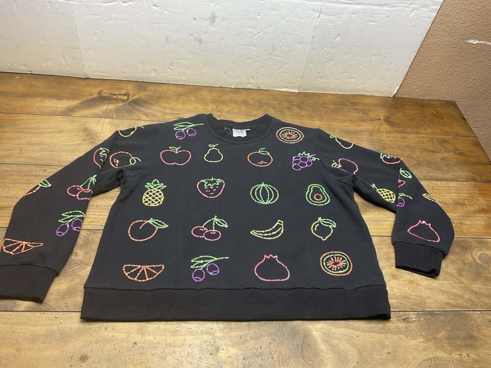 Queen Of Sparkles Colorful Fruit Sequin Embellished Sweater Size Small
